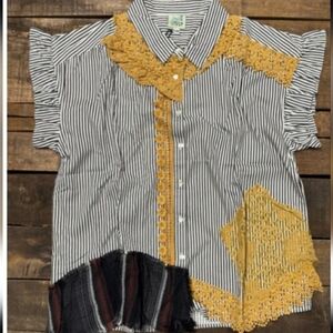 NWT! Jaded Gypsy Love Notes Womens Button Down Top Lg/xl
